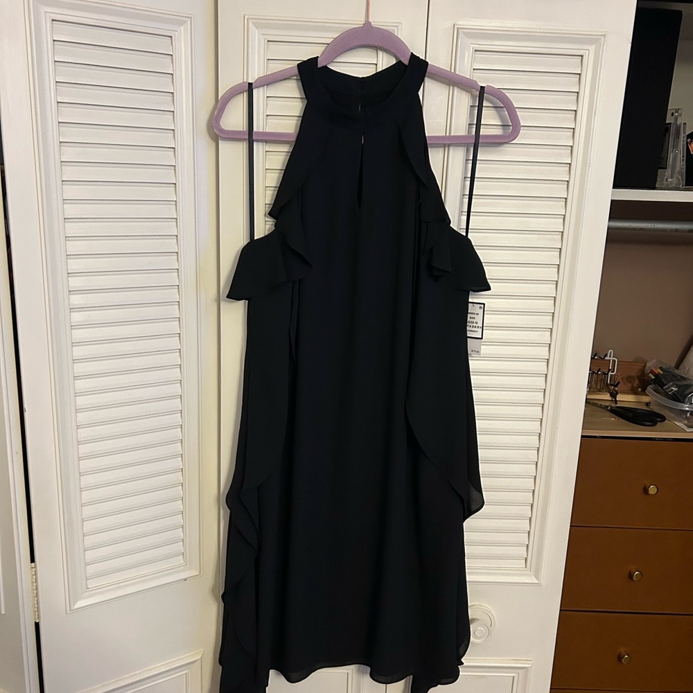 Nine West Black Halter Backless Cocktail Dress